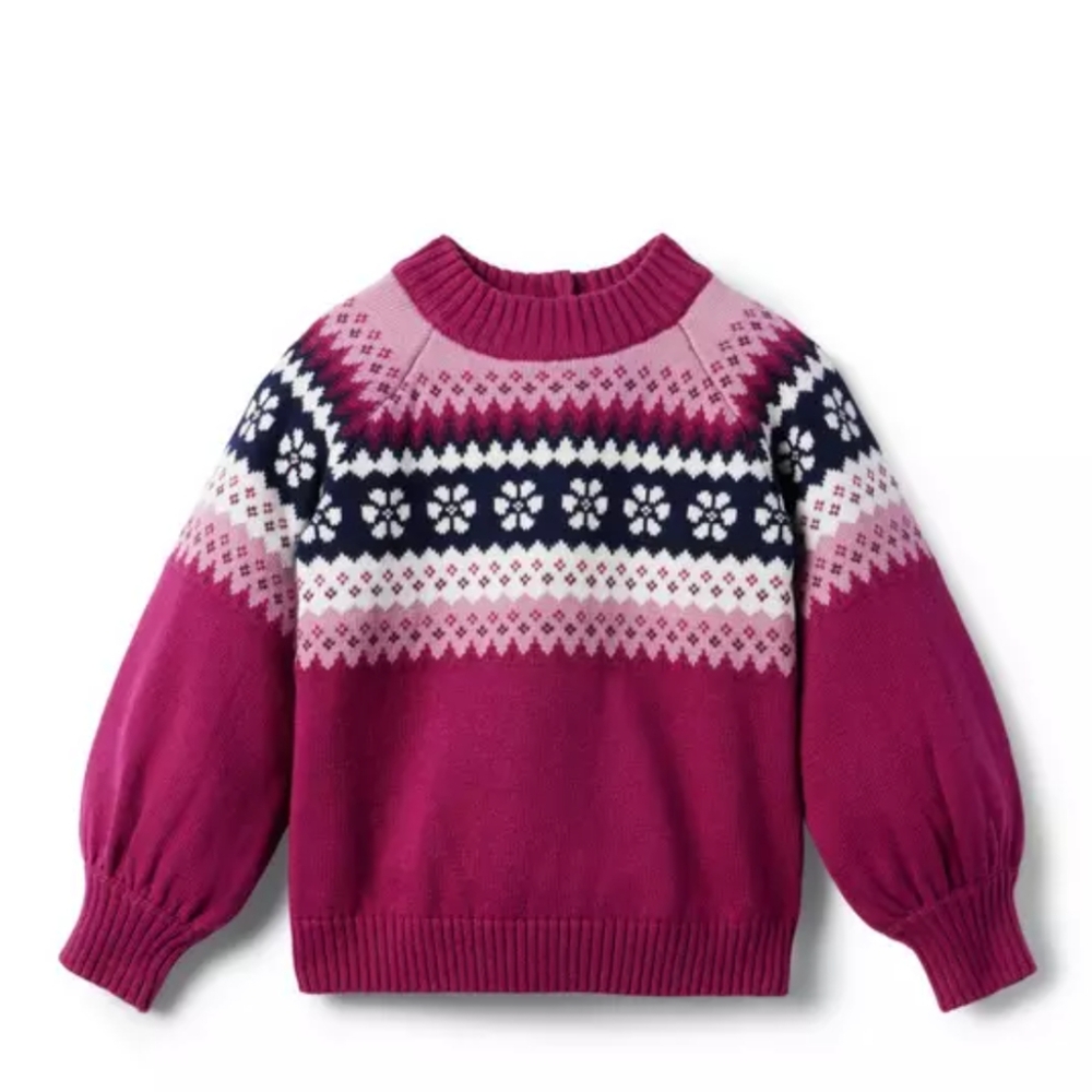 Janie and Jack Fuchsia and Navy Patterned Sweater